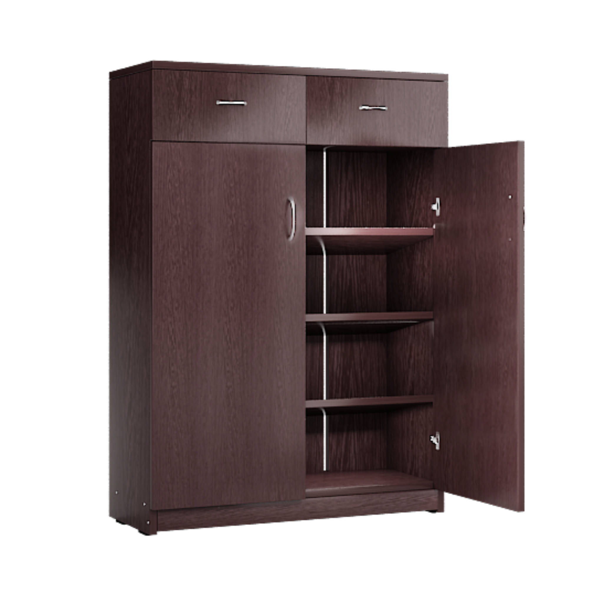 Two Door Cabinet Shoe Rack with Dual Drawer Storage