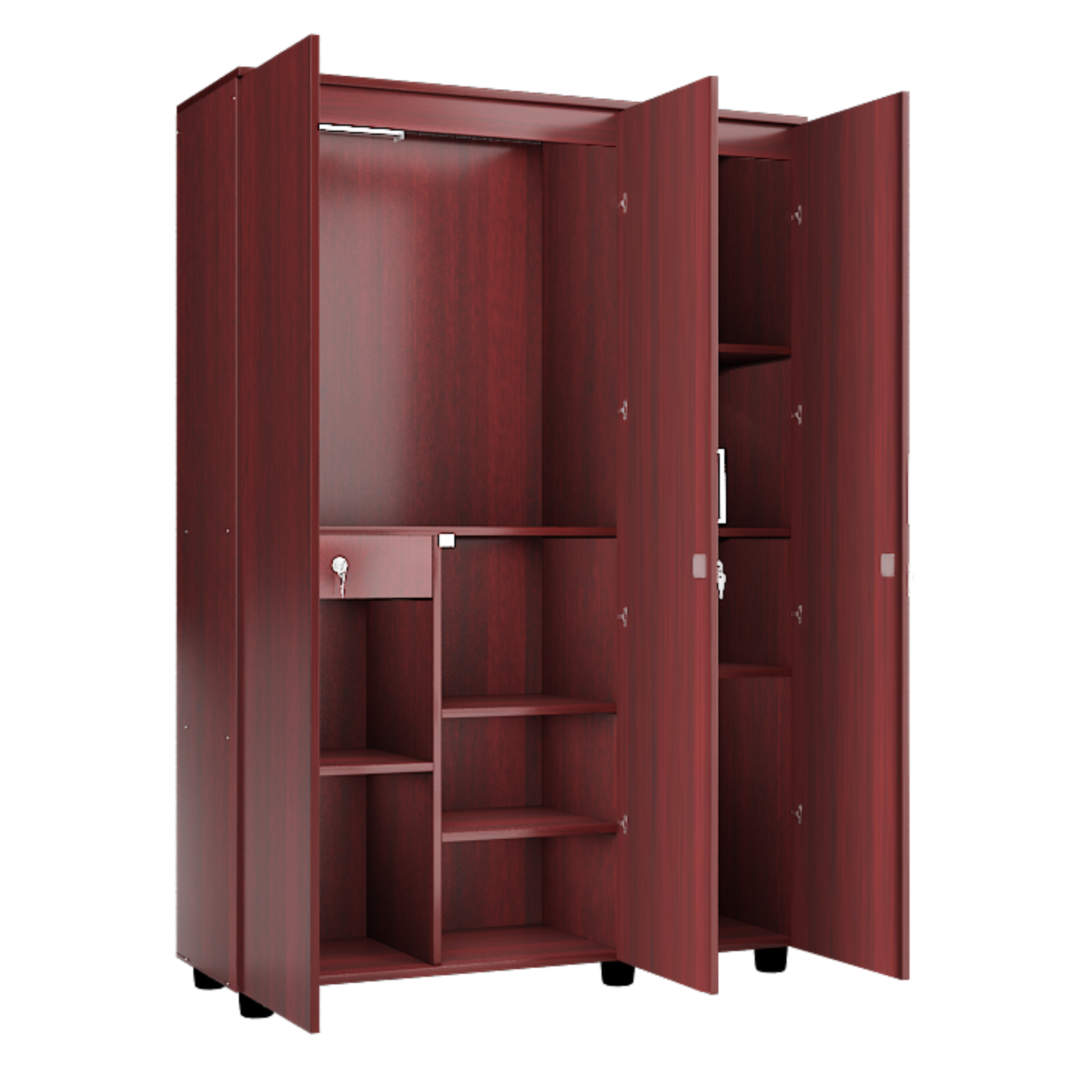 Super and Luxury Three  Door Wardrobe with Center Partition