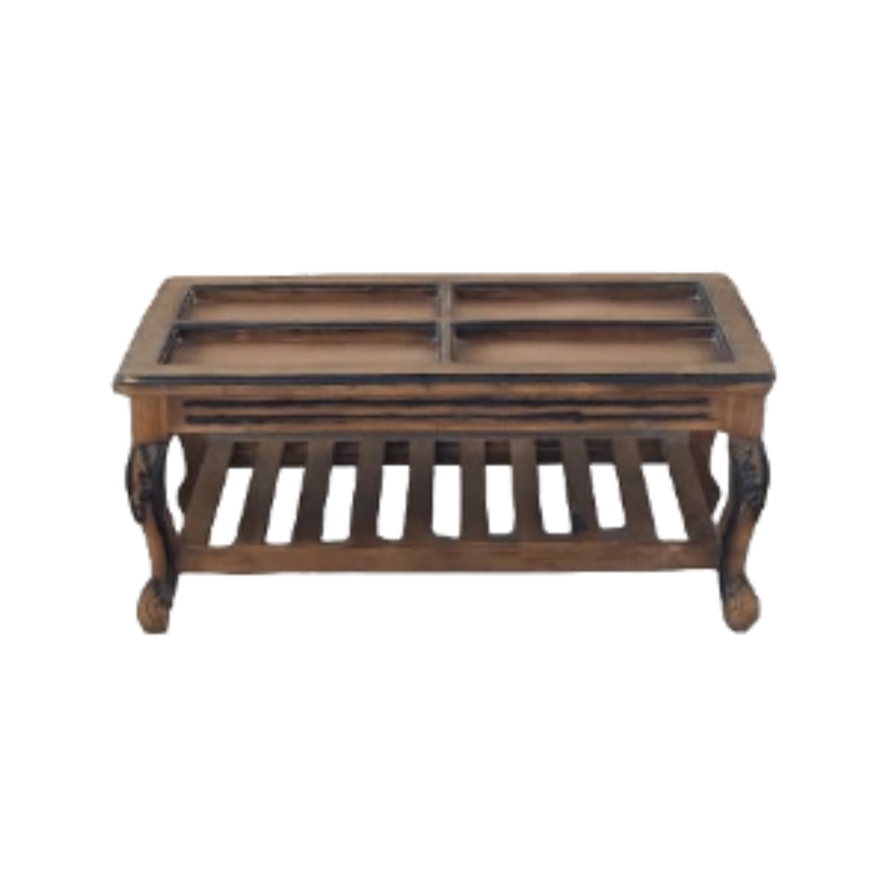 Karaikudi Coffee Table Teak With Glass